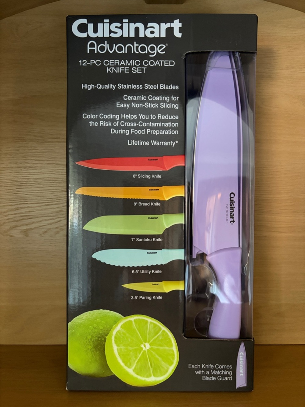 NIB•Cuisinart Advantage 12 Pc Ceramic Coated Knife Set | Multicolor